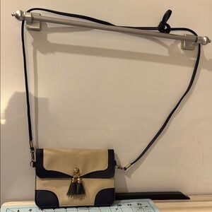 Elegant Small Two-Tone Navy and Creme Crossbody Bag
